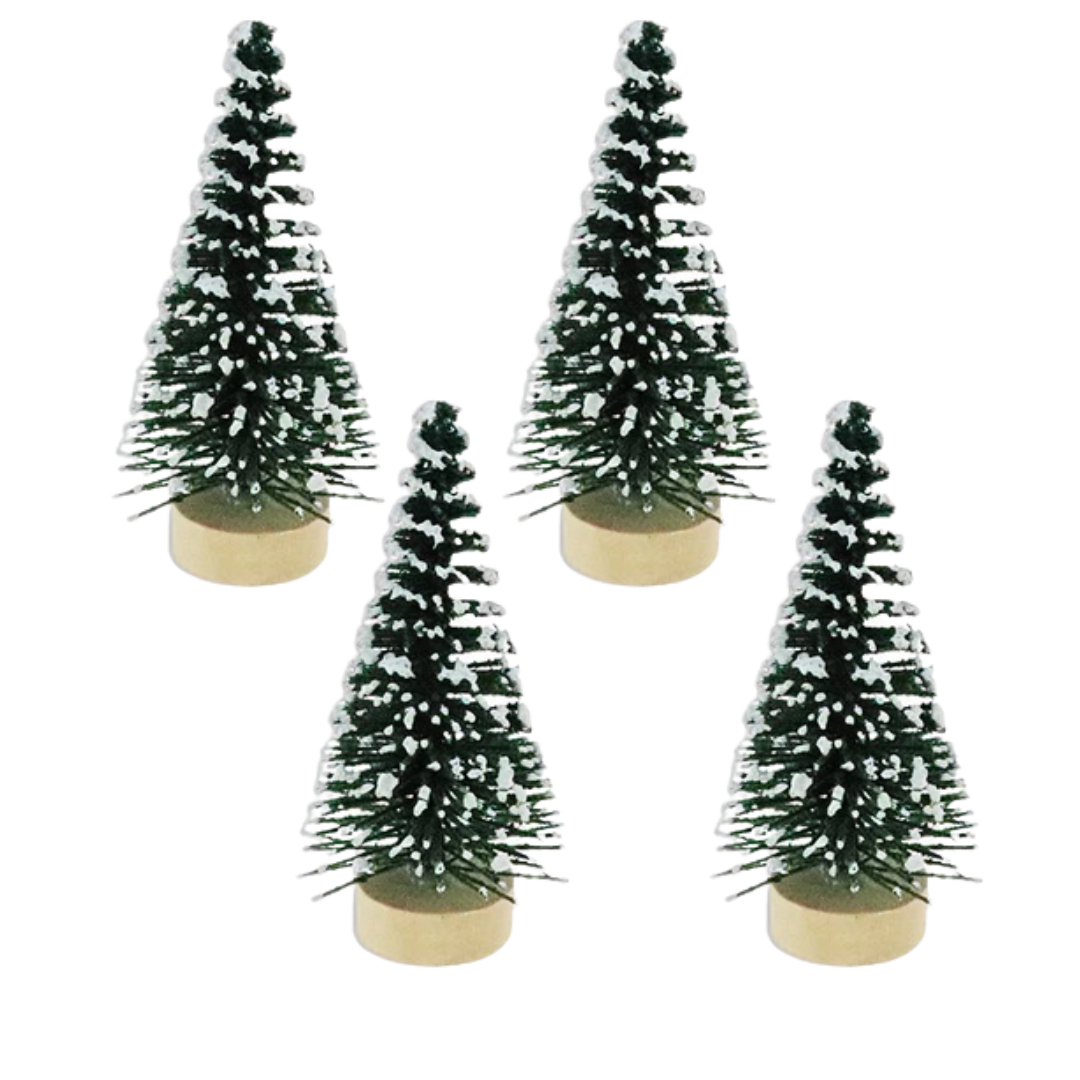 Paquete de 4 Mini Árboles de Navidad (2")