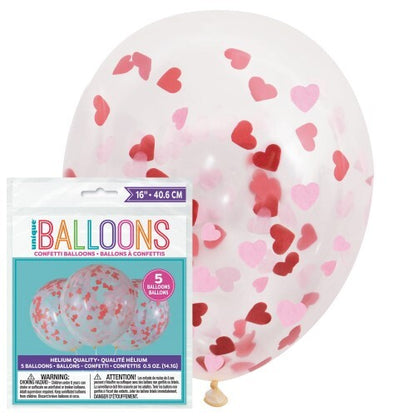 Globo con Confeti de corazón 16” (x5u)