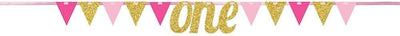 Banner "One" Gold Glitter Pink (x1u)