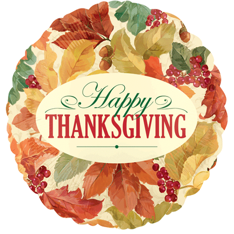 18" Happy Thankgiving Elegant Leaves Balloon