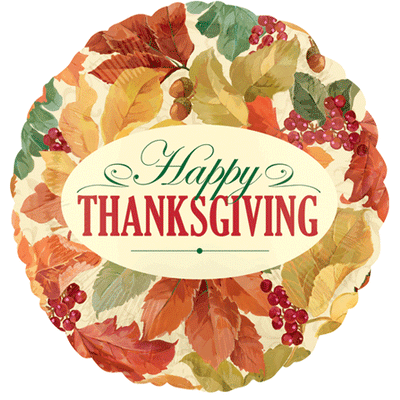 18" Happy Thankgiving Elegant Leaves Balloon
