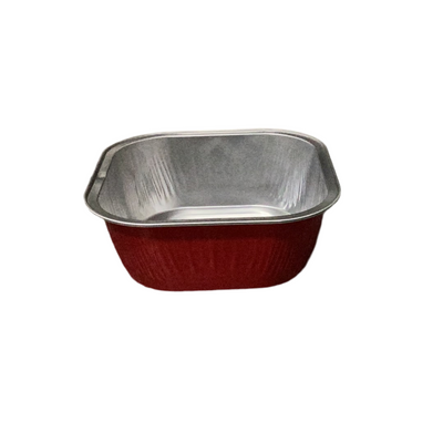 Bowl Cuadrado Aluminio Rojo con tapa
