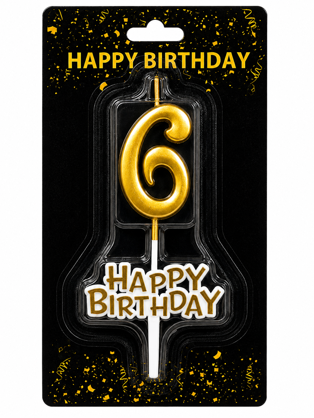 Happy Birthday Candle with Numbers Silver and Gold