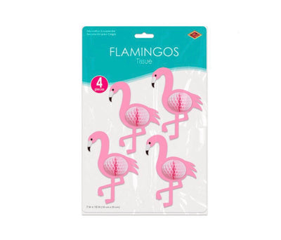 Flamingo Tissue Decorations 4pcs