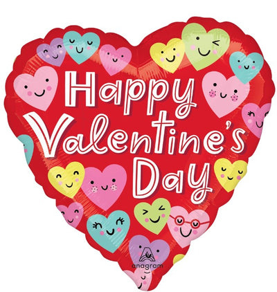 Happy Heart Valentine Foil Balloon 18"