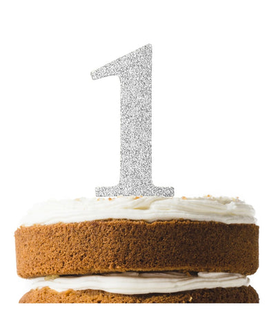 Cake Topper Número Plateados 6ct