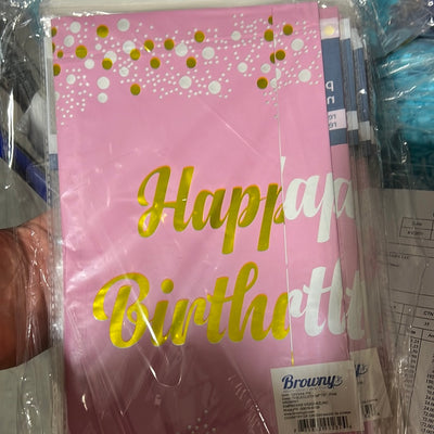 Metalic Plastic Table Cover Pink