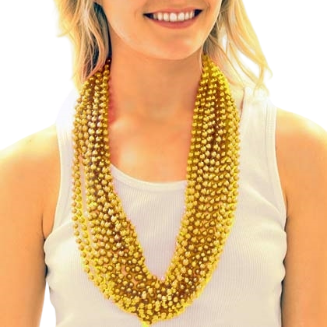 Metallic Bead Necklaces Gold 6pcs