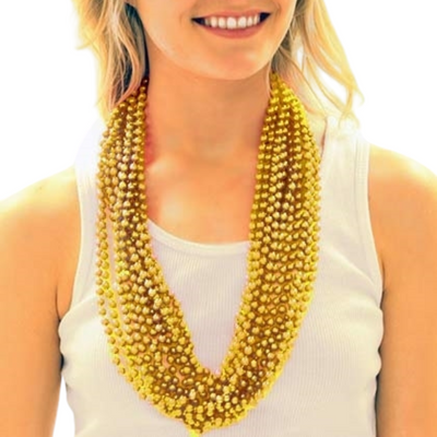 Metallic Bead Necklaces Gold 6pcs