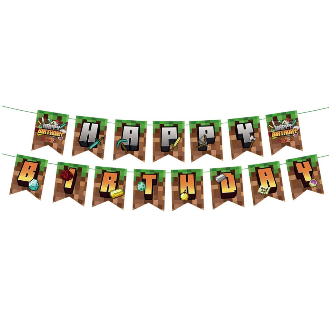 Banner Minecraft "Happy Birthday" (x1u)