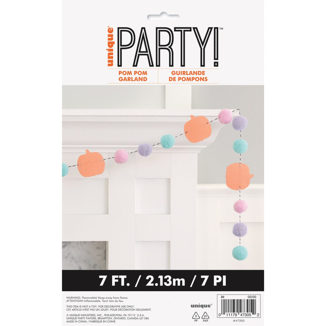 Pumpkin Pom-Pom Felt Garland 7ft