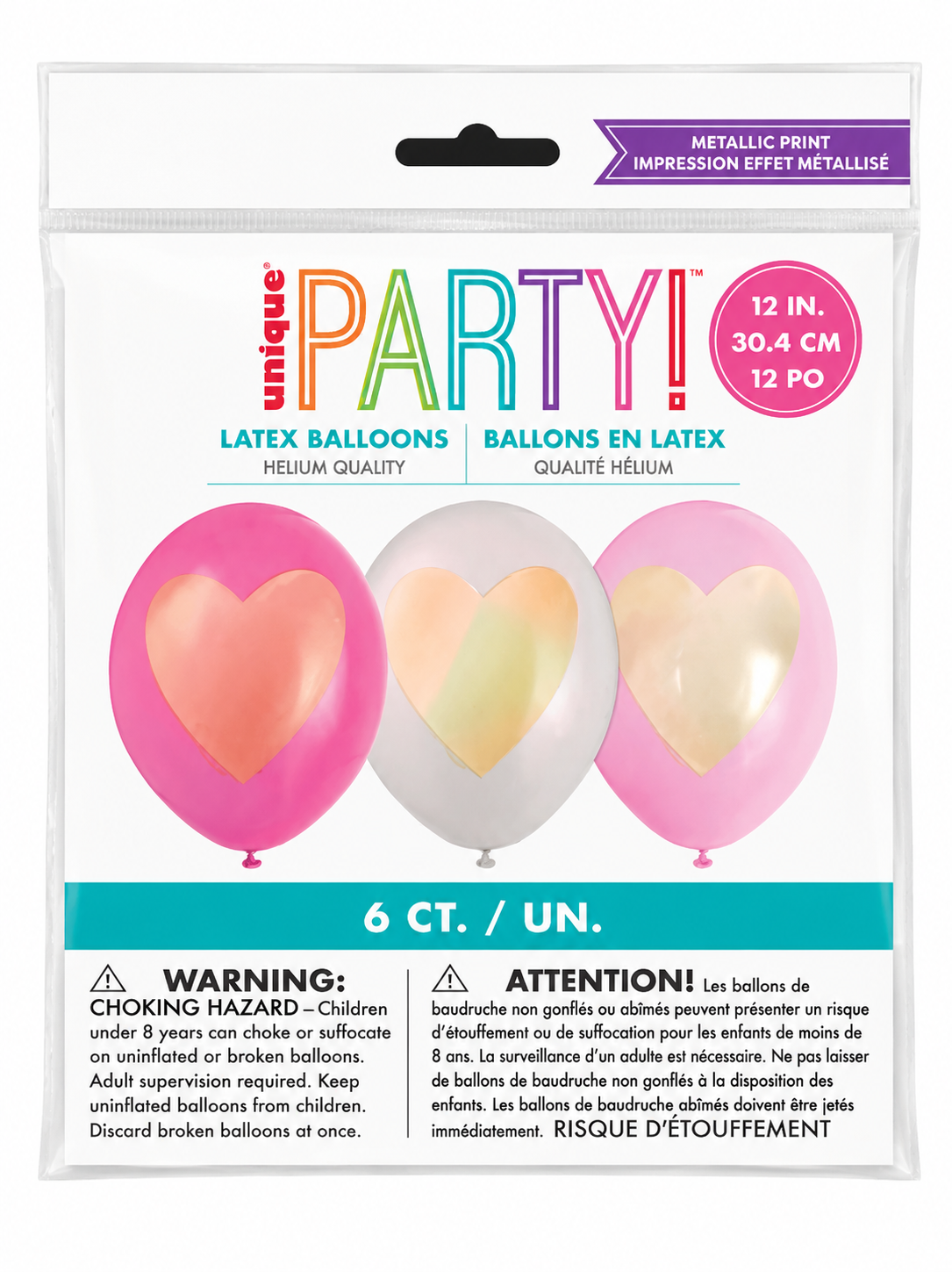 Heart Print Latex Balloons 12” 6ct