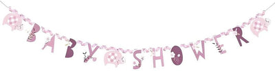 Banner "Baby Shower" Pink Elephant (x1u)