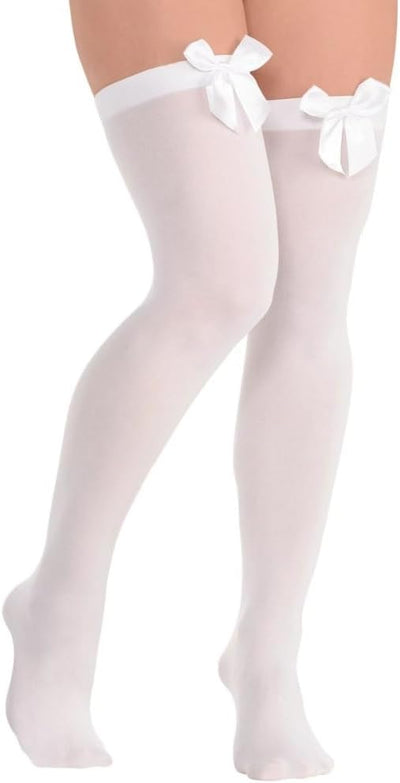 White Thigh Highs Satin Bow