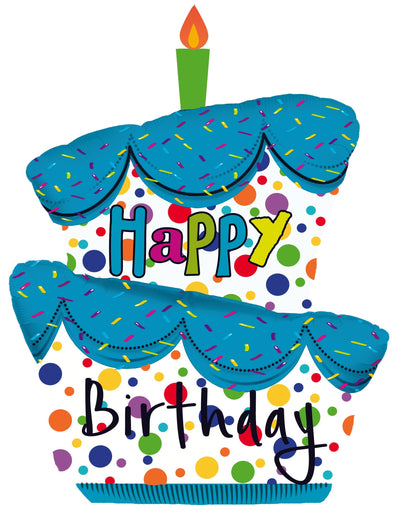 10" Airfill Only Happy Birthday Whimsical Cake Foil Balloon