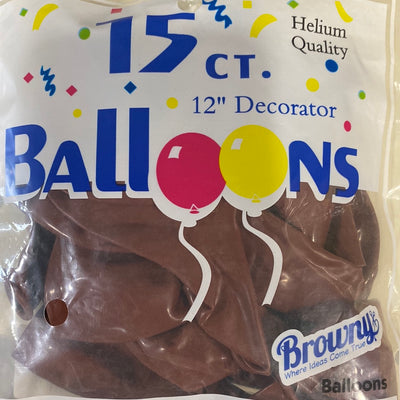 Browny Latex Balloons 12" Coffe 15pcs