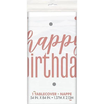 Happy Birthday Rose Gold Dots Tablecover 54in x 84in