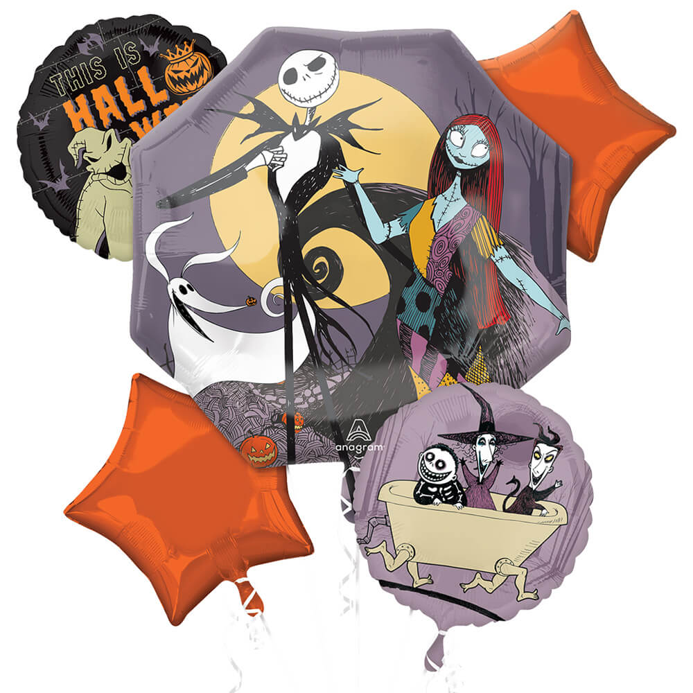 Nightmare Before Christmas Foil Balloons Bouquet (x5u)