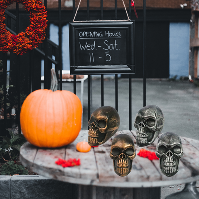 Decoración Mesa Calavera Metálica – Oro / Plata (x1u)