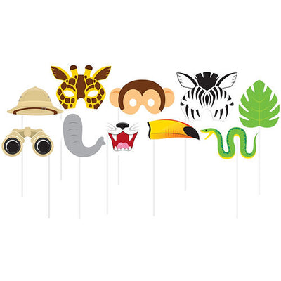Photo Booth Jungle Party Animals Props (10 Piezas)