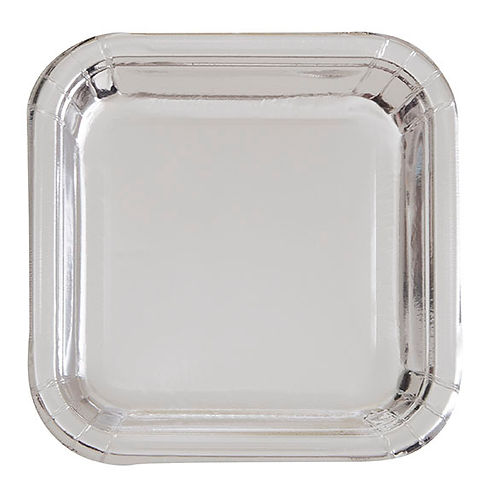 SILVER FOIL 7'' SQUARE PLATES