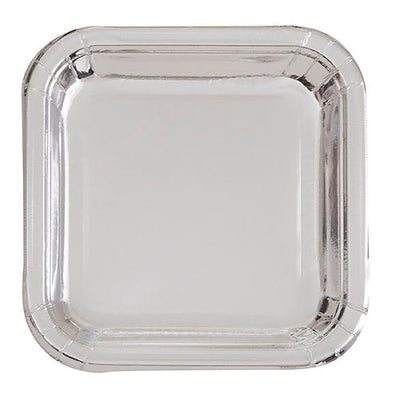 SILVER FOIL 7'' SQUARE PLATES