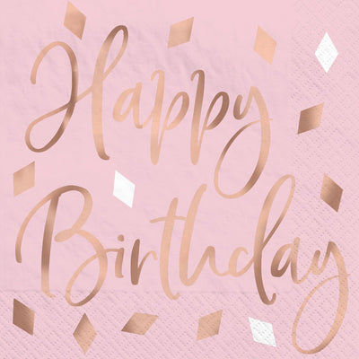 Blush Birthday Beverage Napkins (x16u)