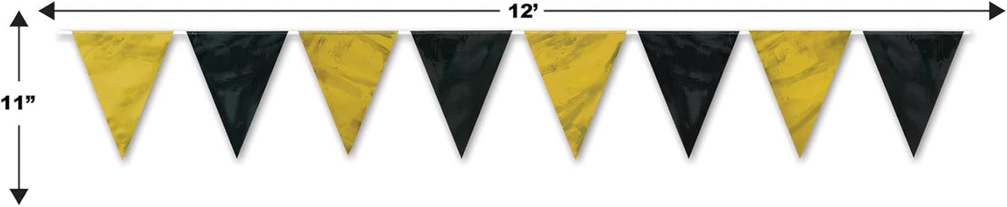Black & Gold Pennant Banner (x1u)