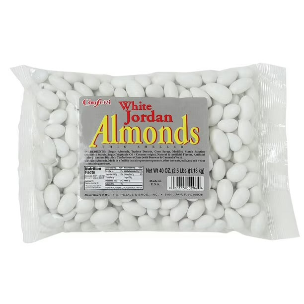 Confetti White Jordan Almonds 40oz (2.5lbs)