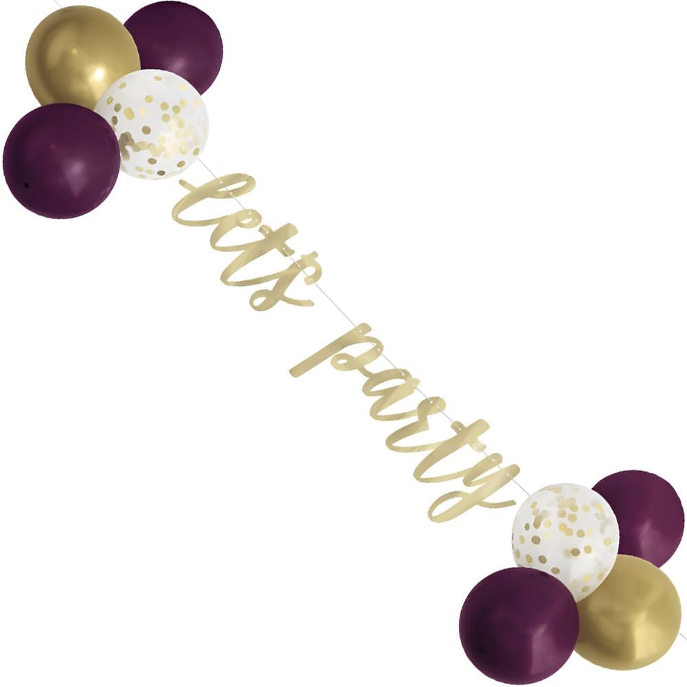 Lets Party Gold Purple Banner and Balloons Kit (x1u)