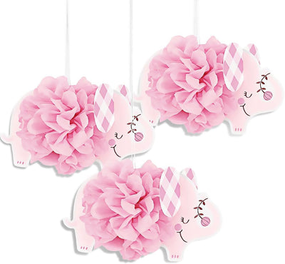 Pompones Colgantes Decorativos Pink Elephant (x3u)