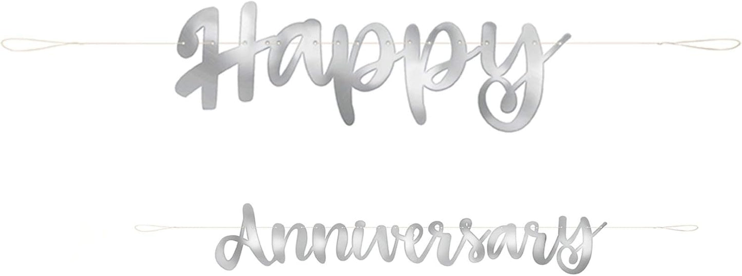 Happy Aniversary Banner Silver (x1u)