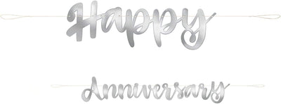 Happy Aniversary Banner Silver (x1u)