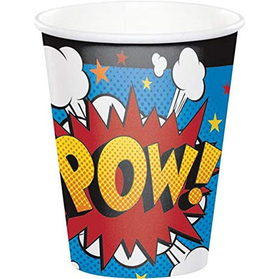 Superhero Pow Vasos 9oz (x8u)