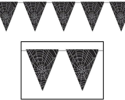 Halloween Pennant Banner Spider Web - 12"