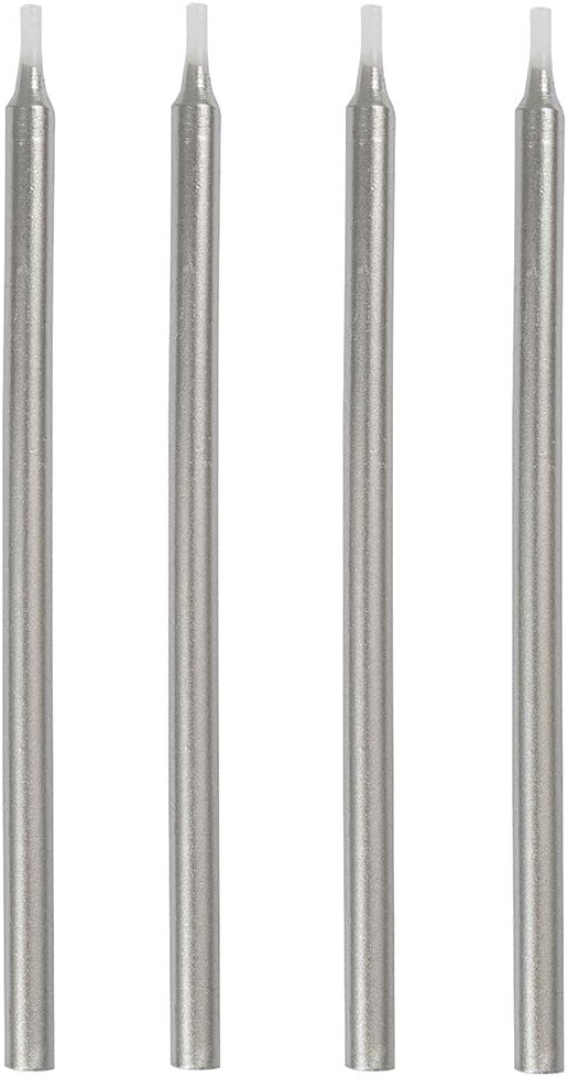 Silver Birthday Candles Metallic Velas 5" (x12u)