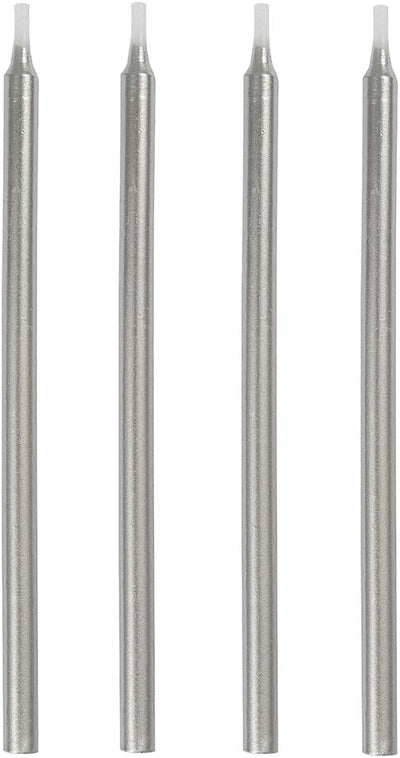 Silver Birthday Candles Metallic Velas 5" (x12u)