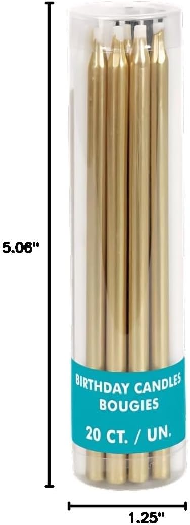 Gold, Black & Silver Candles 5" (x20u)