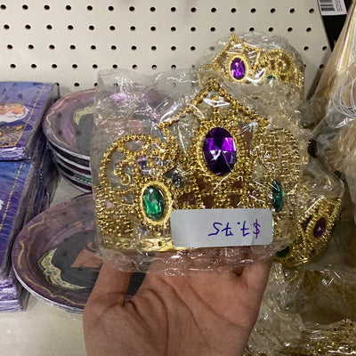 METALLIC GOLD TIARAS W/STONES