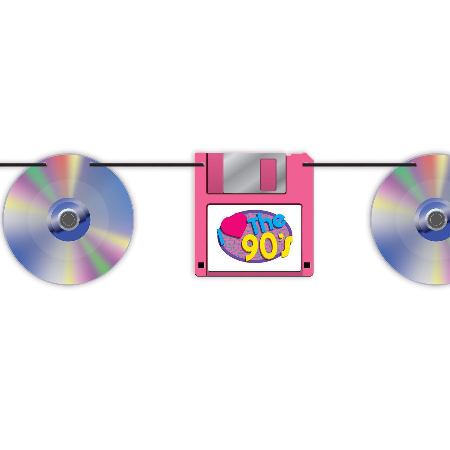 CD & Floppy Retro Vintage Disk Streamer 90's (x1u)