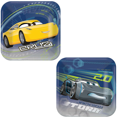 DISNEY CARS 3 Square Plates, 7"