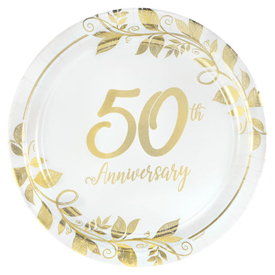Happy 50th Anniversary 7" Round Metallic Plates
