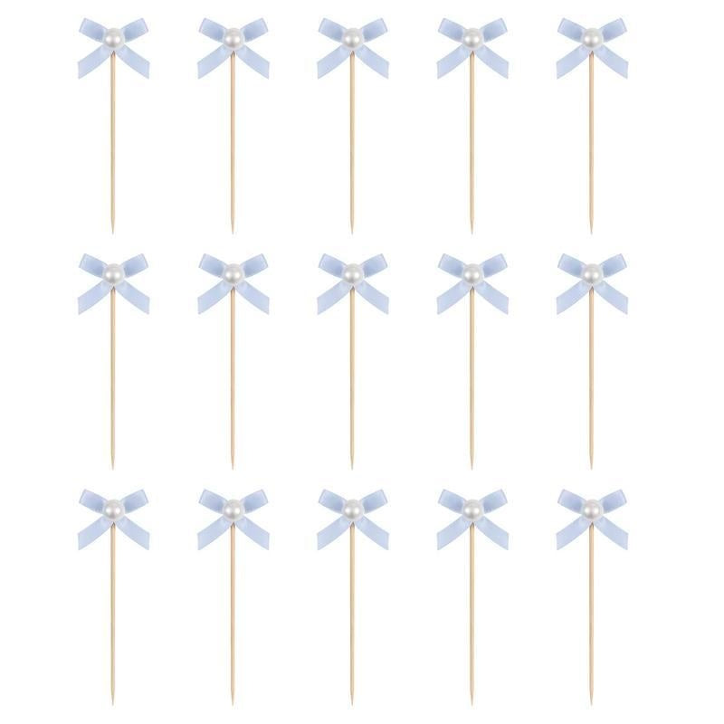Dainty Bows Pearl Food Picks (x15u)