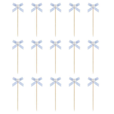 Dainty Bows Pearl Food Picks (x15u)