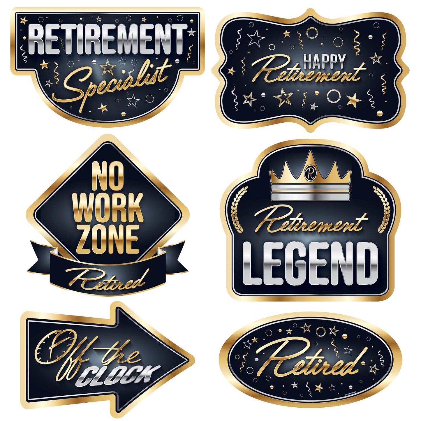 Happy Retirement Cutouts (x6u)