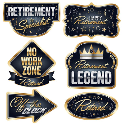 Happy Retirement Cutouts (x6u)