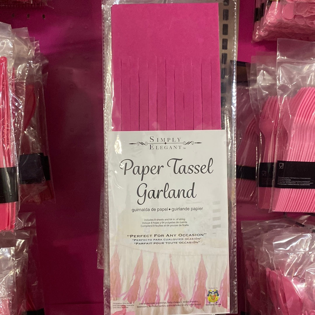 Guirnalda Borlas de Papel Fucsia