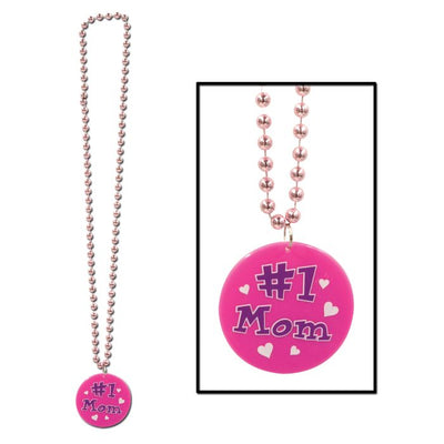 Collar Beads "#1 Mom" Pink (x1u)