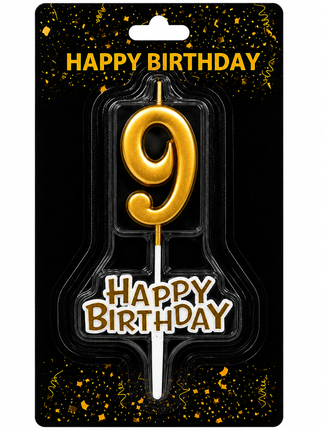 Happy Birthday Candle with Numbers Silver and Gold