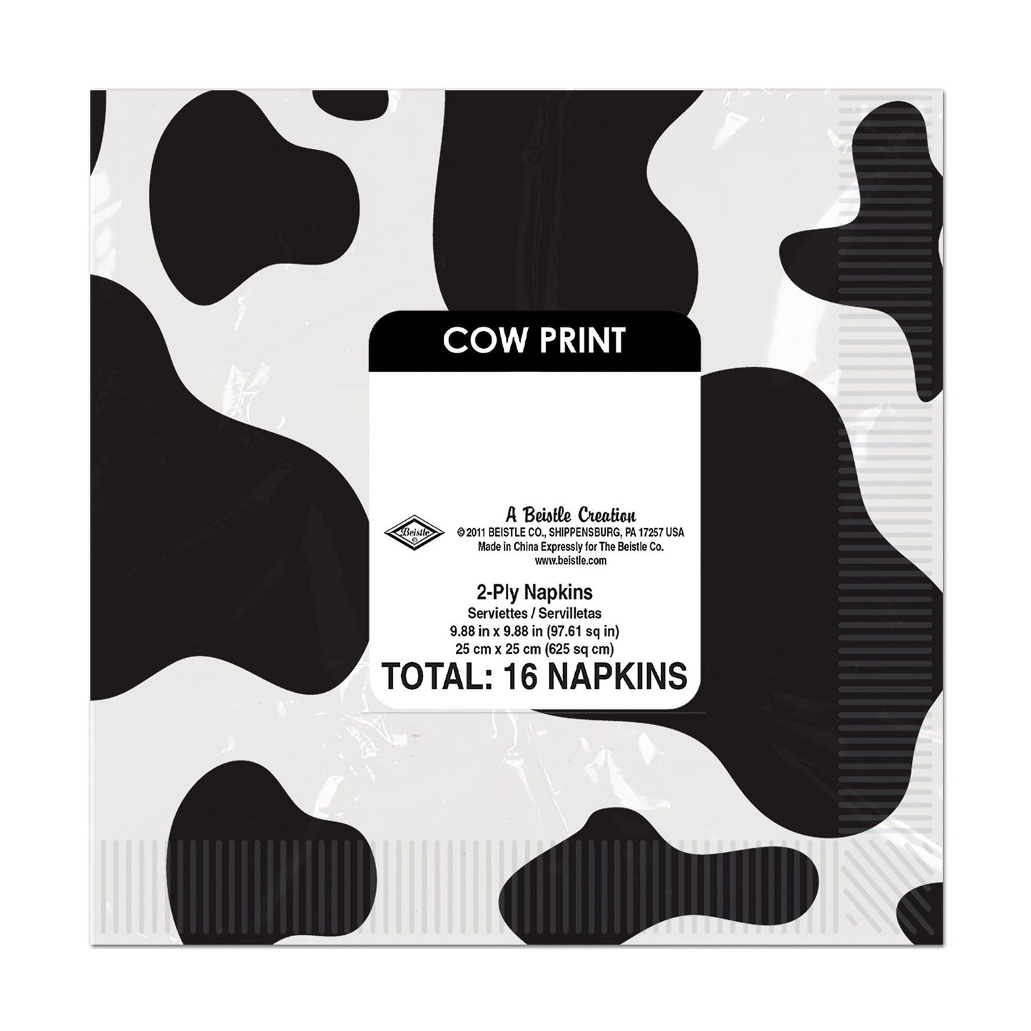 Cow Print Beverage Napkins (x16u)
